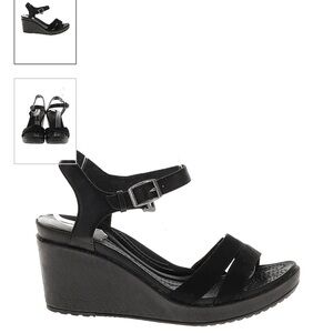 Crocs Leigh II ankle strap wedge black size 11